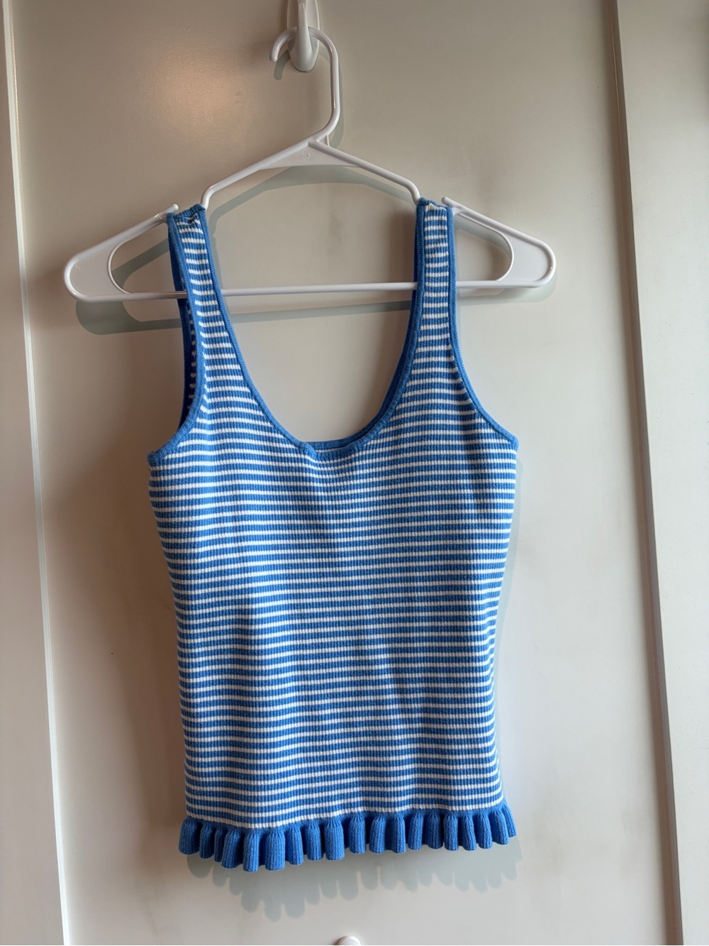 Blue & White Striped Knit Tank